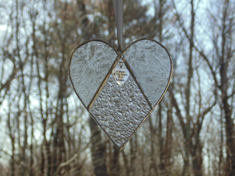 A piece of my heart is in heaven, stained glass heart suncatcher, sympathy gift image 8