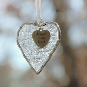 Always in My Heart, stained glass small heart suncatcher ornament, sympathy, condolence, friendship gift image 9