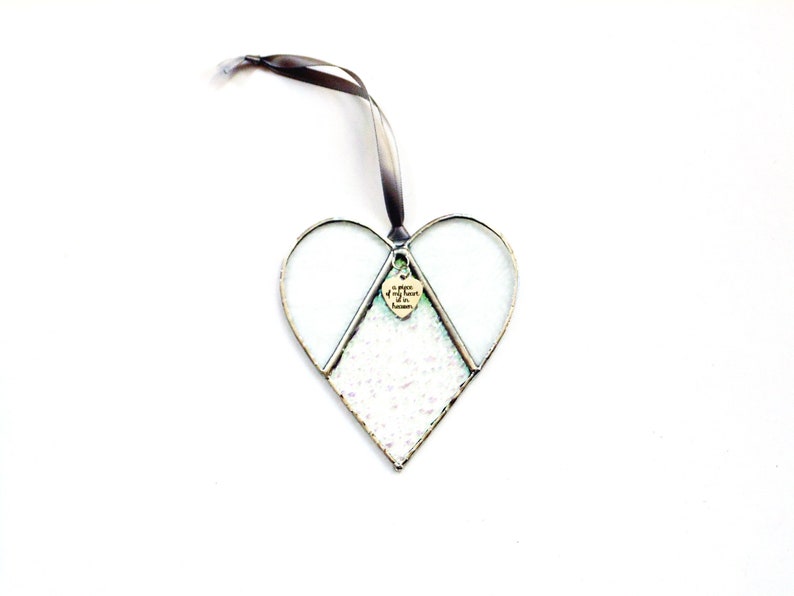 A piece of my heart is in heaven, stained glass heart suncatcher, sympathy gift image 3