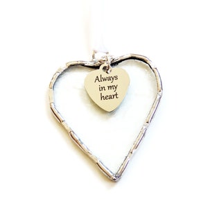 Always in My Heart, stained glass small heart suncatcher ornament, sympathy, condolence, friendship gift image 7