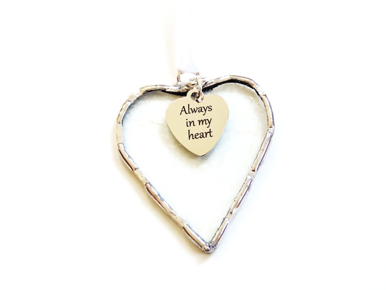 Always in My Heart, stained glass small heart suncatcher ornament, sympathy, condolence, friendship gift image 7