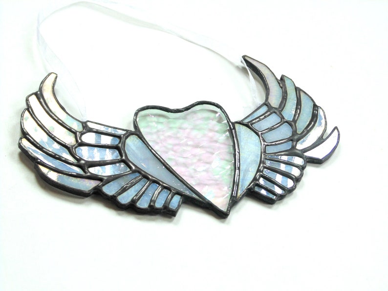 Angel wings stained glass suncatcher ornament window art memorial gift