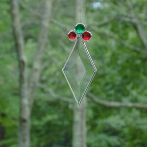 Diamond bevel prism ornament, stained glass suncatcher, Christmas decoration ornament image 4