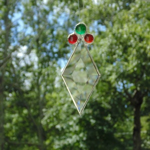 Diamond bevel prism ornament, stained glass suncatcher, Christmas decoration ornament image 7