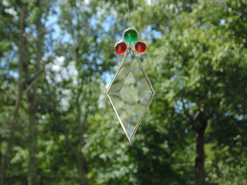 Diamond bevel prism ornament, stained glass suncatcher, Christmas decoration ornament image 7