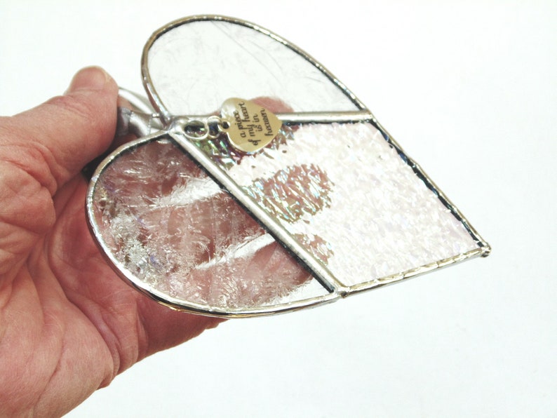 A piece of my heart is in heaven, stained glass heart suncatcher, sympathy gift image 5