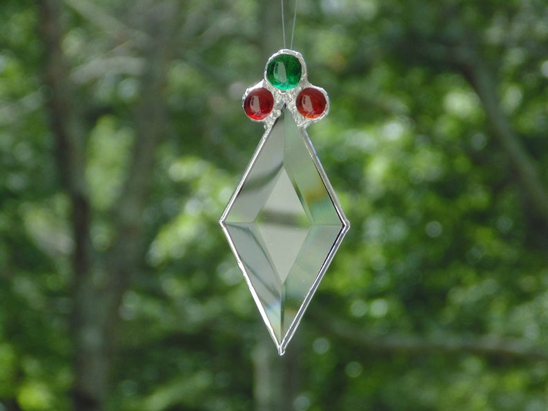 Diamond bevel prism ornament, stained glass suncatcher, Christmas decoration ornament image 8