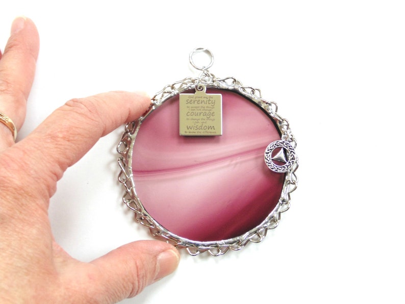Alcoholics Anonymous recovery gift stained glass suncatcher ornament