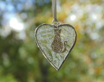 I love my cat stained glass suncatcher, condolence gift, loss of pet