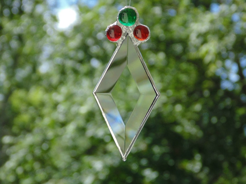Diamond bevel prism ornament, stained glass suncatcher, Christmas decoration ornament image 5