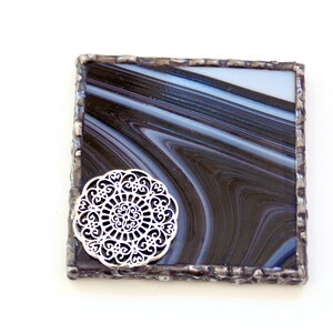 Purse mirror, black swirl stained glass, pocket mirror with gift bag zdjęcie 5