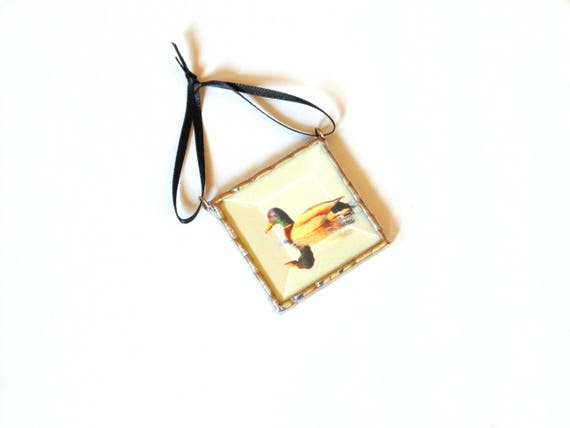 Mallard duck swimming Suncatcher Stained Glass-style window hanging