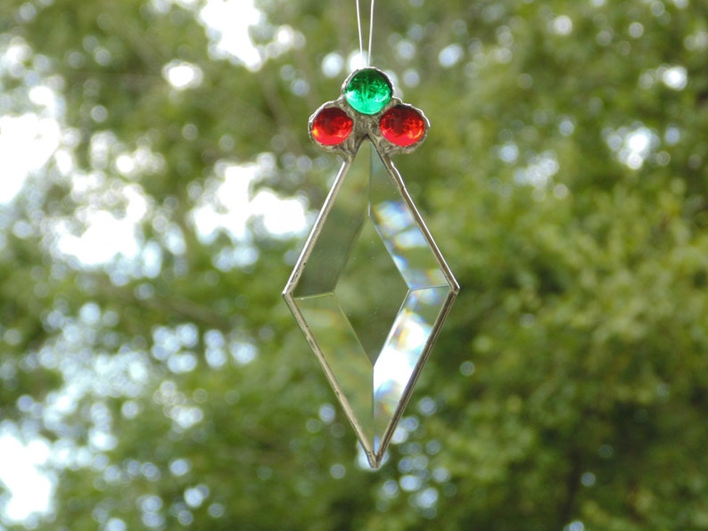 Diamond bevel prism ornament, stained glass suncatcher, Christmas decoration ornament image 2