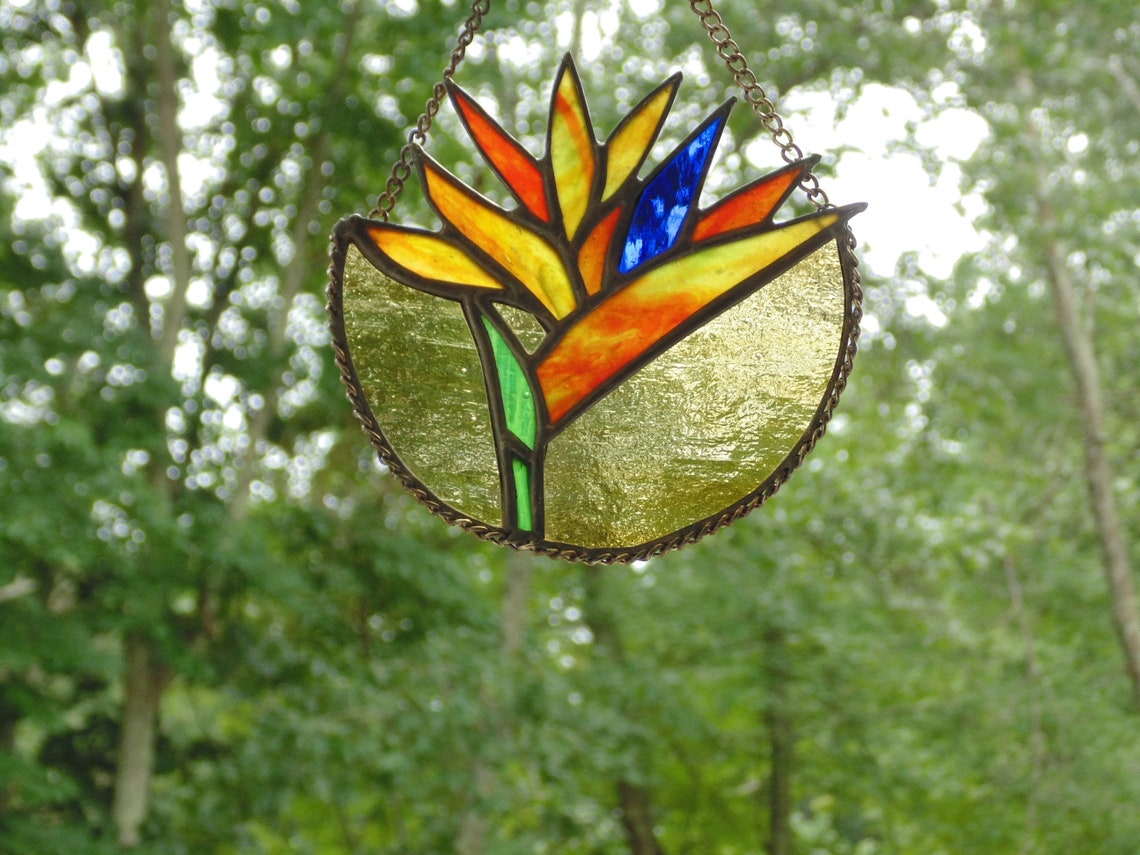 Bird of Paradise flower stained glass suncatcher Etsy