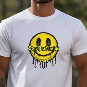 Smeltend lachend blij gezicht uniseks softstyle T-shirt, blijf dood van binnen Tee, grafisch T-shirt, blij gezicht shirt, smeltend T-shirt, grappig T-shirt