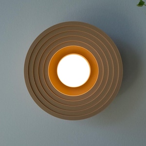 Solstice Wall Light: 3D Printed Wireless Lamp, Matte Latte Brown
