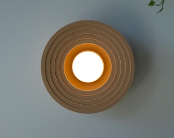 Solstice Wall Light: 3D Printed Wireless Lamp, Matte Latte Brown