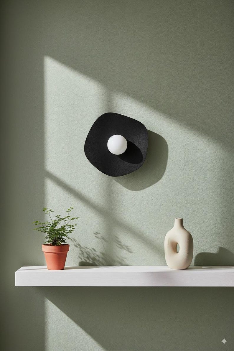 Wireless Wall Sconce: Pearl LED, Rechargeable, 3D Printed image 1
