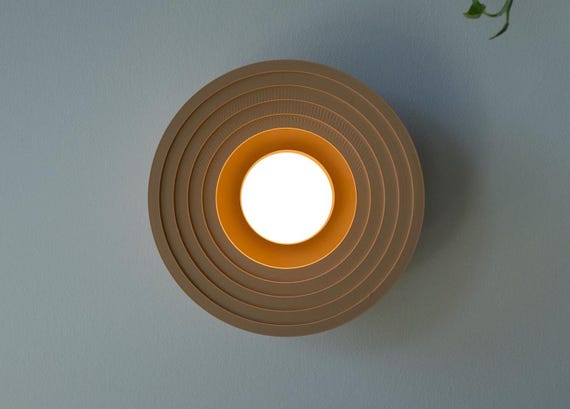 Solstice Wall Light: 3D Printed Wireless Lamp, Matte Latte Brown