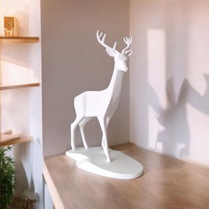 The Stag: A Forest Whisper in White | 3D Printed Sculpture | Home Decor