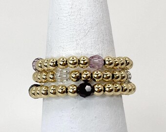 14K Gold-Filled - Not Plated Birthstone Ring: Swarovski Crystal, Stackable, Tarnish Free