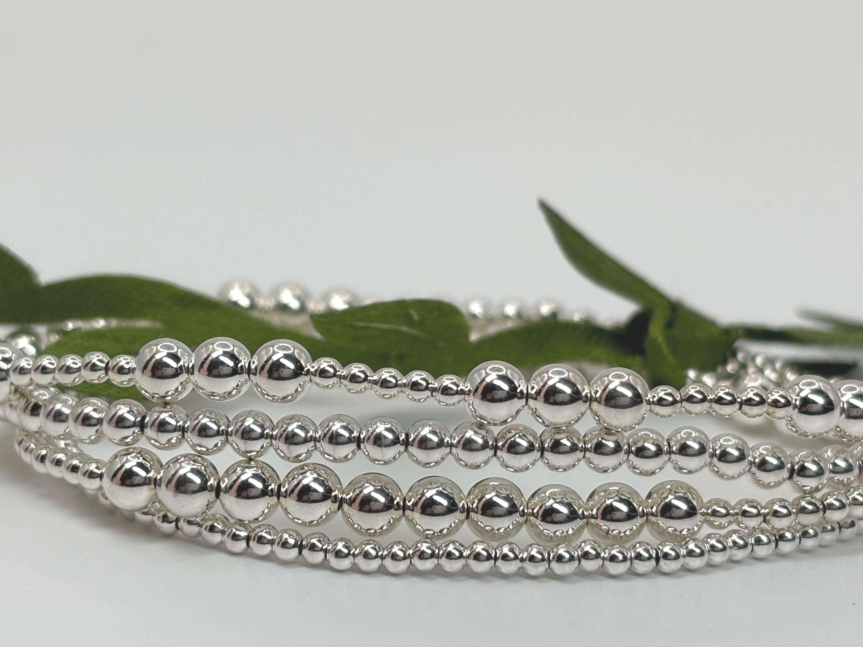 スターリングシルバービーズブレスレット：2 mm • 2.5 mm • 3 mm • 4 