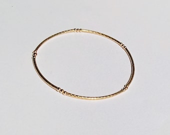 14K Gold-Filled Beaded Stretch Bracelet: 1.5mm Tube | 2mm,2.5mm Dainty | Minimal | Tarnish-Free | Stackable Jewelry |  SINGLE Bracelet