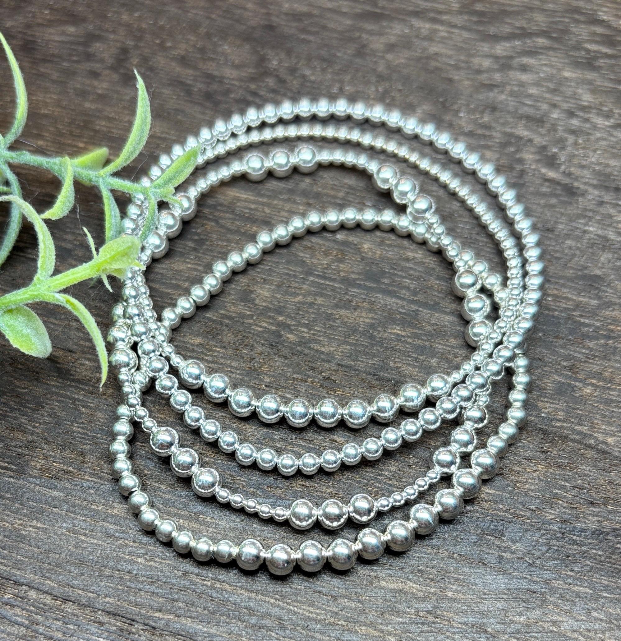スターリングシルバービーズブレスレット：2 mm • 2.5 mm • 3 mm • 4 