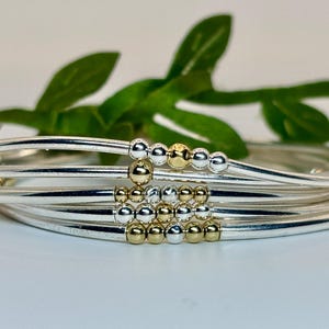 Two-Toned 14K Gold-Filled & Sterling Silver Beaded Bracelet | Dainty| Stackable| Everyday Minimalist Jewelry | Mixed Metal | Tarnish Free