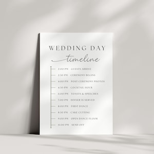 Wedding Day Timeline Template, Printable Wedding Schedule Sign | Minimalist Black & White