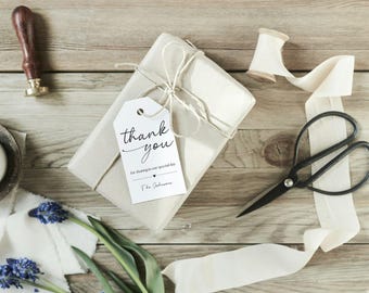 Thank You Tags Template, Printable Wedding Favor Tags | Minimalist Black & White