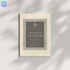 Modèle d'invitation numérique dépliant doré Nikkah/Walima