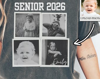 Personalisiertes Senior 2026 Shirt Benutzerdefinierte Foto Komfortfarben Senior Shirt Back to School Vintage Photo Shirt Benutzerdefinierte Bild Shirt ältere Mutter