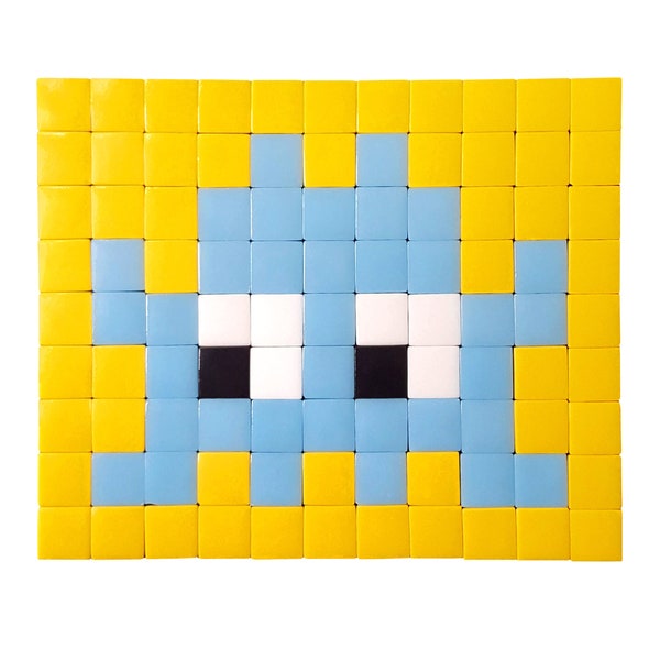 Mosaïque décorative carreaux verre adhésifs SPACE ALIEN jaune