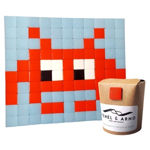 Space Invaders Carreaux de verre adhésifs Mosaïque décorative 25cm interieur/exterieur