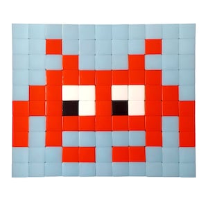 Mosaïque décorative carreaux verre adhésifs INVADERS rouge image 2