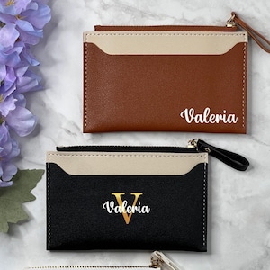 PORTA CARTE PERSONALIZZATO, portamonete, portacarte iniziale personalizzato, borsellino personalizzato, portafoglio piccolo donna con stampa