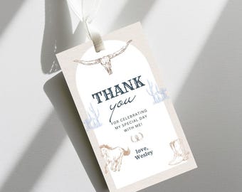 Editable My first Rodeo Birthday Favor tags Cowboy 1st Birthday Thank you tags Wild West Ranch Southwestern Template Instant Download