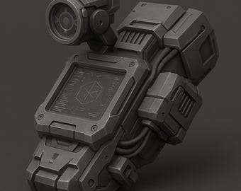 Futuristic Weapon Prop/Cosplay. Arm Laser Gun 3D Model with Screen and Camera
