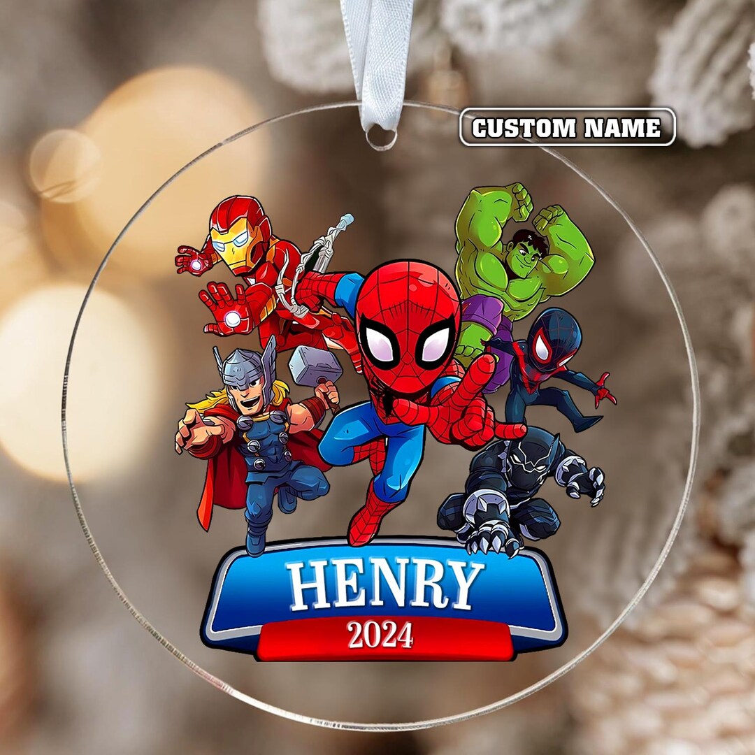 Personalized Superhero Ornament, Spidermamornament, Avengers Ornament, Christmas Gift for Kid ...