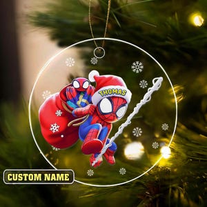 Personalized Spidey and Friends Ornament, Avengers Ornament, Custom Kid Spidey Ornament, Spiderman Ornament, Custom Kid, Christmas Gift