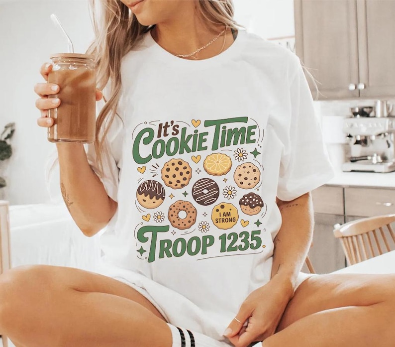 Retro Cookie Dealer Sweatshirt, Cookie Mom Shirt, Custom Troop Number Tee, Girl Scout Camp Trip Shirt, Vintage Style Cookie Seller Gift image 1