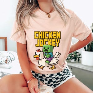 Chicken Jockey Sweatshirt: MineC Block World Comfort Colors Shirt