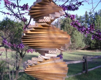 Wooden Helix Spiral Wind Spinner