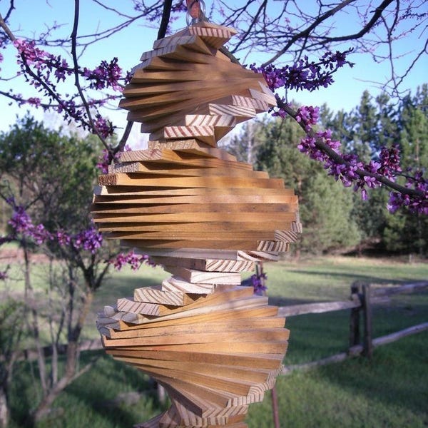 Wooden Helix Spiral Wind Spinner