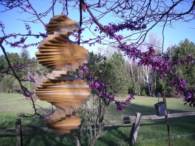 Wooden Helix Spiral Wind Spinner Etsy