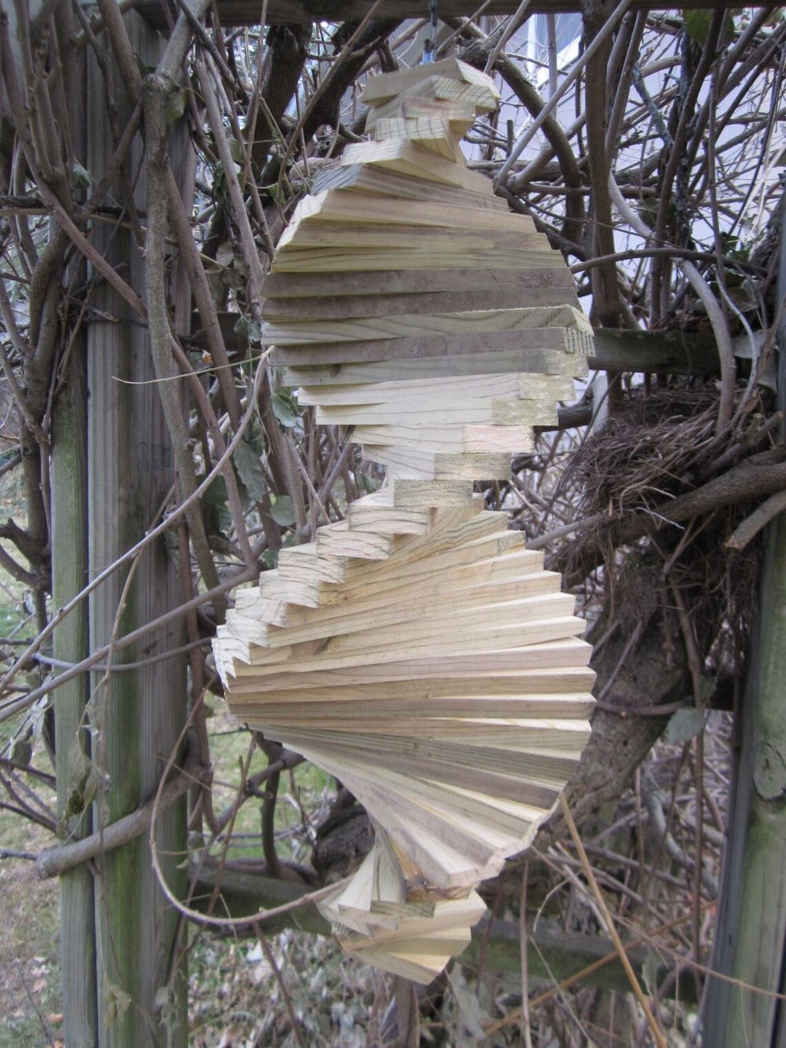 Wooden Helix Spiral Wind Spinner Etsy