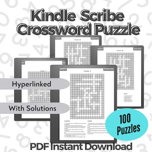Kindle Scribe Crosswords Interactive Puzzle Hyperlinked PDF Printable Template Clickable PDF Template Digital Download 100 Games Printable