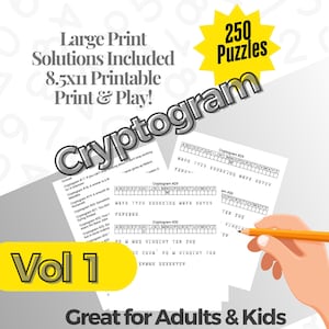 250 Motivational Cryptogram Puzzles: Large Print Brain Exercise (PDF Download)