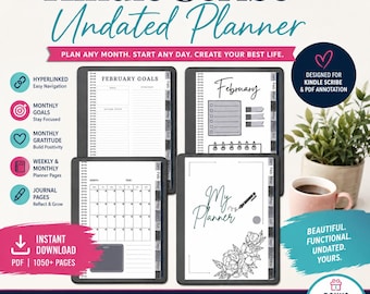 Kindle Scribe Daily Planner, Undated Hyperlinked Digital Notebook for Goals, Weekly & Monthly Planning (reMarkable, Boox, Supernote)